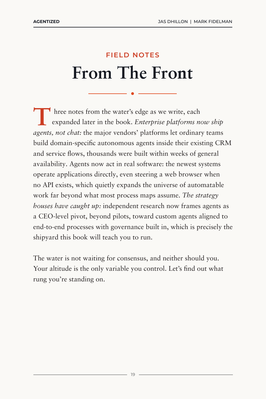 Introduction page 14, Field Notes From the Front